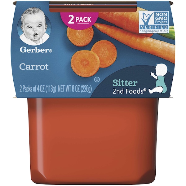 Alimento para bebé Gerber Gerber 2nd Foods de Zanahoria Kosher 4 oz., paquete de 16 - 00015000076504
