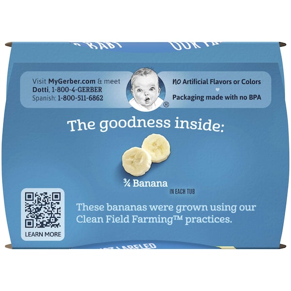 Alimento para bebé de plátano Kosher de Gerber 2nd Foods 4 oz., paquete de 16 - 00015000076559