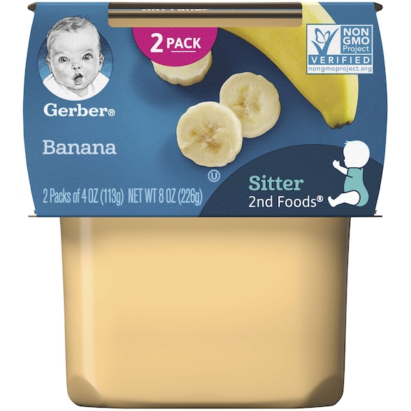 Alimento para bebé de plátano Kosher de Gerber 2nd Foods 4 oz., paquete de 16 - 00015000076559