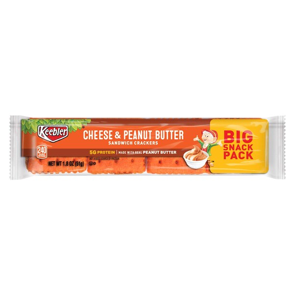 Galletas Keebler de Queso y Mantequilla de Cacahuate 1.8 oz. Paquete, PK144 - 3010021164