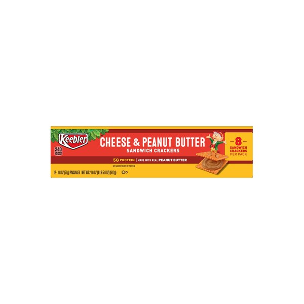 Galletas Keebler de Queso y Mantequilla de Cacahuate 1.8 oz. Paquete, PK144 - 3010021164