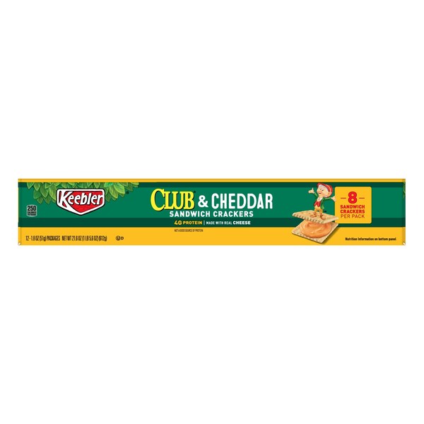 Keebler Keebler Club Kings Blend Cheddar Cracker 1.8 oz. Paquete, PK144 - 3010021161

El título en español sería: Keebler Keebler Club Kings Blend Galleta de Cheddar 1.8 oz. Paquete, PK144 - 3010021161
