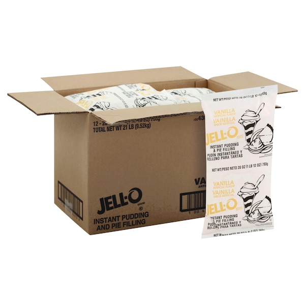 Gelatina Jell-O Instantánea sabor vainilla 1.75 libras, paquete de 12 - 10043000832728