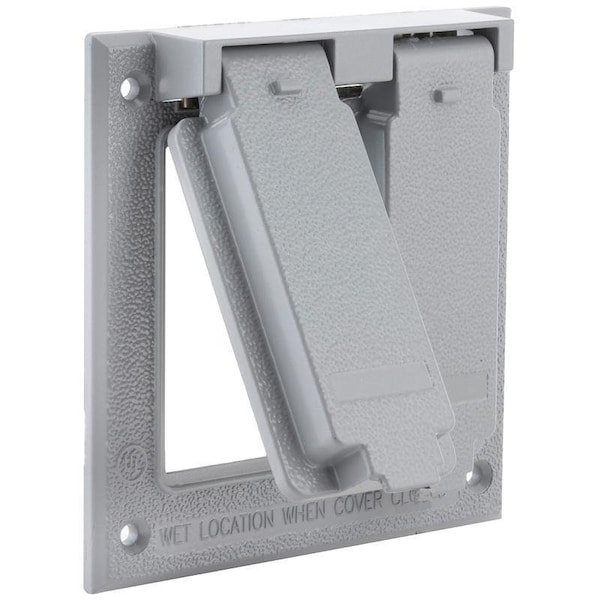 Hubbell Cover, 4-1/2 in L, 4-9/16 in W, Aluminum, Gray, Powder-Coated - 5145-0