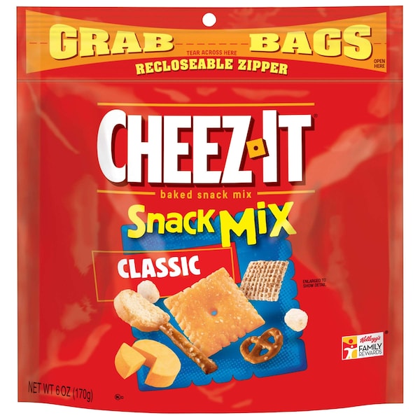 Cheez-It Cheez-It Bolsa de Agarre Recerrable Mezcla de Bocadillos Clásicos 6 oz., Paquete de 8 - 2410010986