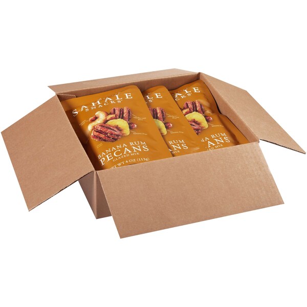 Botana Sahale Sahale de 4 oz. Mezcla de Pecanas y Plátano con Ron Glaseado, Paquete de 6 - 9386900028