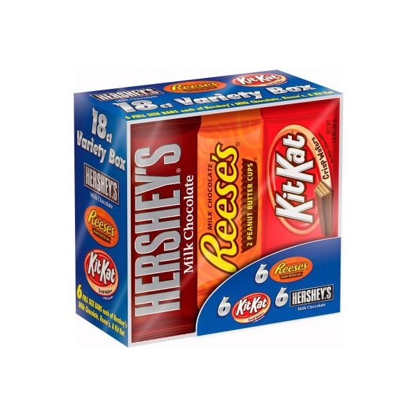 Paquete de variedades de barras de dulce de chocolate HERSHEY'S de Green Rabbit Holdings: Hershey's, Reese's, Kit Kat - 18 piezas
