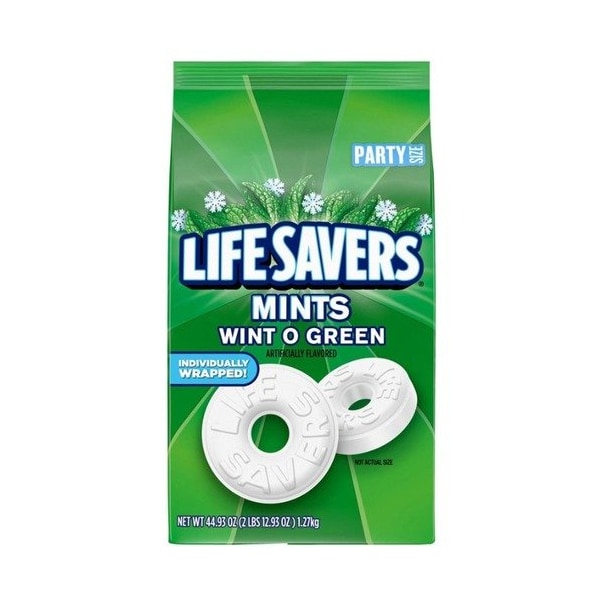 Bolsa de 44.93 oz de dulces Office Snacks Candy, Wint O Green Lifesavers, blanco - OFX29060.
