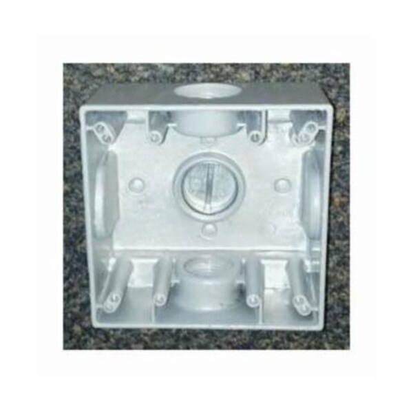 Mulberry Electrical Box, 30.5 cu in, Outlet Box Type, 2 Gangs, Aluminum, Square Shape - 30267