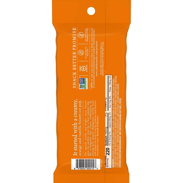 Bocadillos Sahale Sahale 1.5 oz. Mezcla Glaseada de Nuez de Marañón y Macadamia con Mandarina y Vainilla, Paquete de 18 - 9386900015