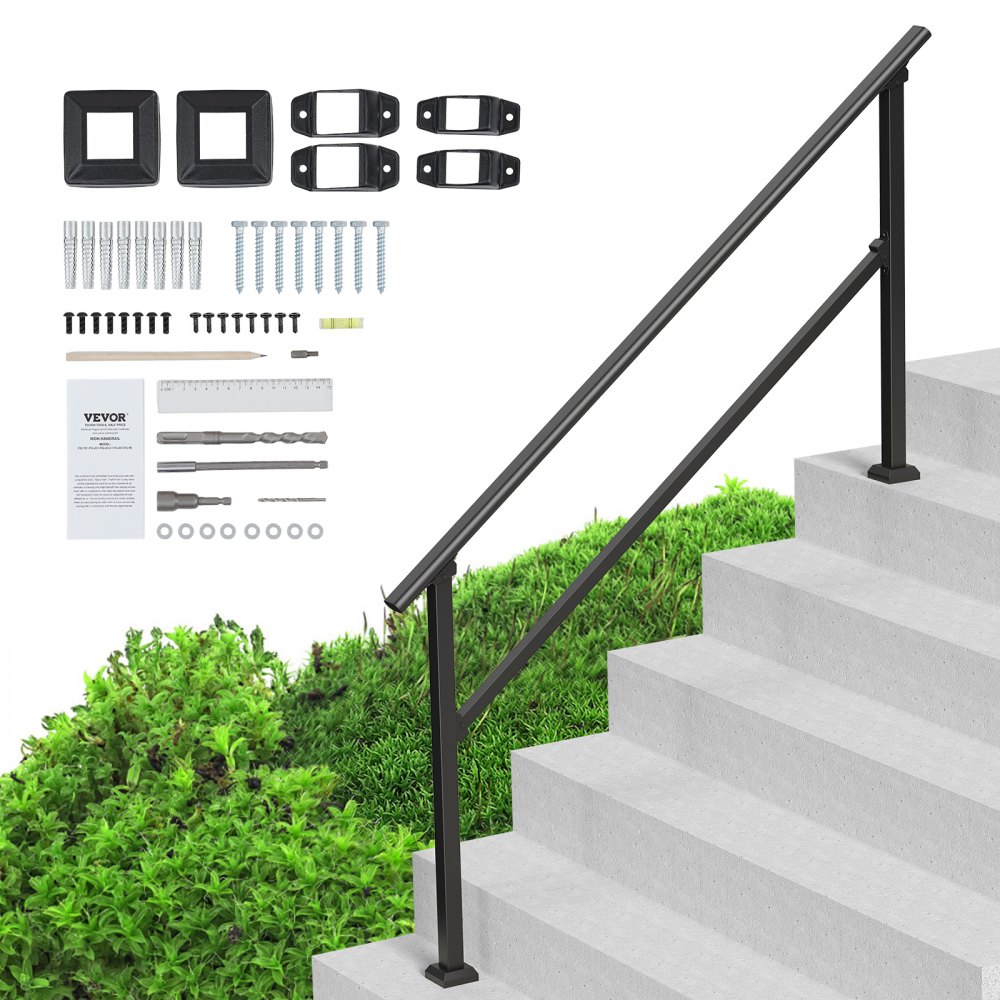 VEVOR 5-6 Handrails for Outdoor for Seniors Porch Deck Black Square Tube Steel - FGDHGZLSLZFSXI0DBV0