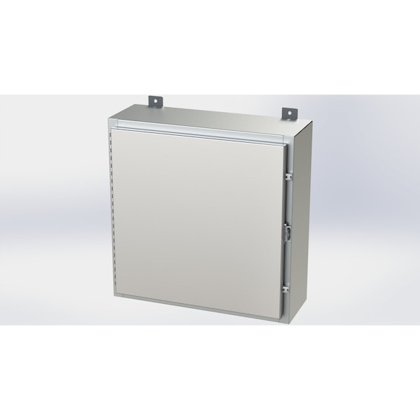 Saginaw Control & Engineering 304 Stainless Steel Electrical Enclosures, 24 in H, 8 in D, 24 in W, NEMA 4X, Hinged - SCE-24H2408SSLP