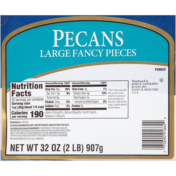Fisher Fisher Fancy Large Pecan Pieces 32 oz., PK3 - 91662A

Piezas grandes de nuez pecana Fisher Fisher Fancy de 32 oz., PK3 - 91662A