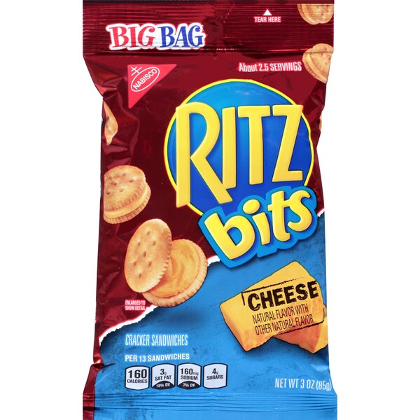 Galletas Ritz con Queso Ritz Bits, 3 oz, Paquete de 12 - 00677