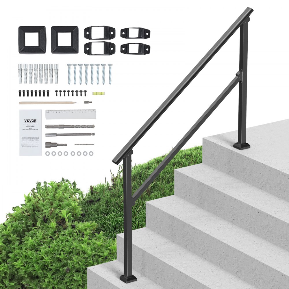 VEVOR 4-5 Handrails for Outdoor for Seniors Porch Deck Black Square Tube Steel - FGDHGZLSLZFSIFL6RV0