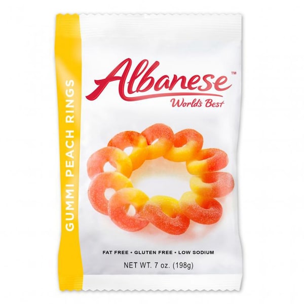 Caramelo masticable de durazno Albanese, el mejor del mundo, 7 oz - 53349.