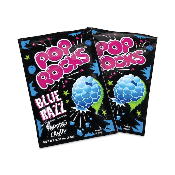 Caramelo de Azúcar Pop Rocks, Frambuesa Azul, Bolsitas de 0.33 oz, Paquete de 24, 24PK - 823207