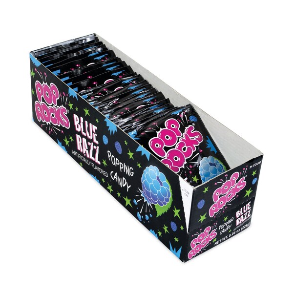 Caramelo de Azúcar Pop Rocks, Frambuesa Azul, Bolsitas de 0.33 oz, Paquete de 24, 24PK - 823207