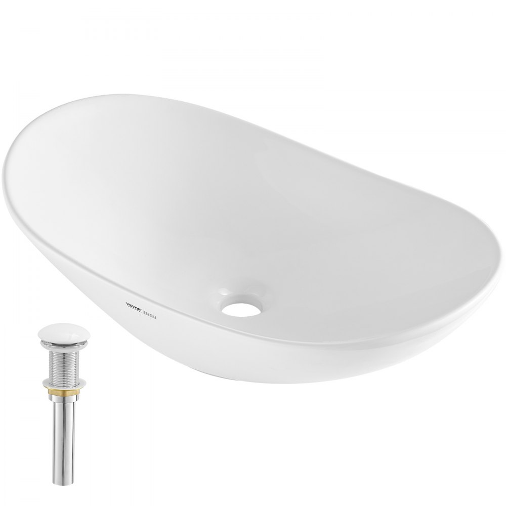 VEVOR Modern Ceramic Vessel Sink 23.3" x 14.2" Bathroom Vanity Bowl Countertop - TMSCTCTYX603O50YKV0
