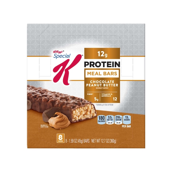 Barras de Comida de Proteína Kellogg's Special K de Chocolate y Mantequilla de Cacahuate, 1.59 oz, paquete de 48 - 3800029189