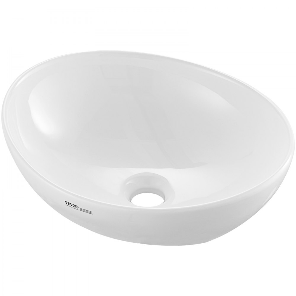 VEVOR Modern Ceramic Vessel Sink 16"x13.4" Bathroom Vanity Bowl Countertop White - TMSCTCTYX405209VCV0