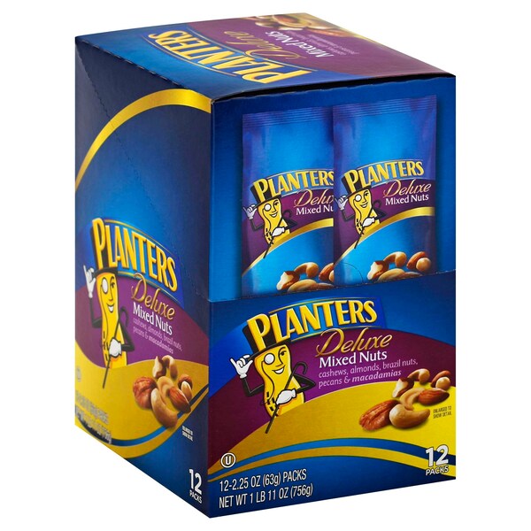 Kraft Planters Deluxe Mixed Nuts 2.25 oz. Tubo, PK72 - 00029000015777