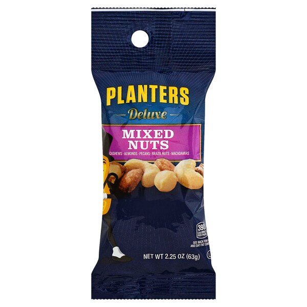 Kraft Planters Deluxe Mixed Nuts 2.25 oz. Tubo, PK72 - 00029000015777