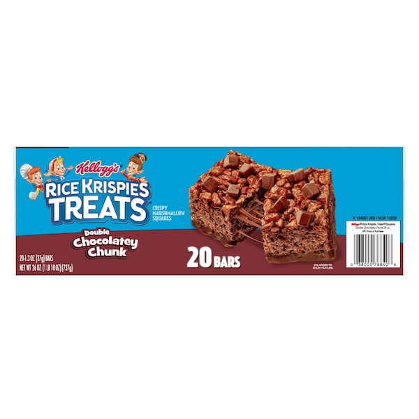 Kelloggs Double Chocolate Chunk Rice Krispie Treats Paquete de 1.3 oz, PK80 - 3800026847