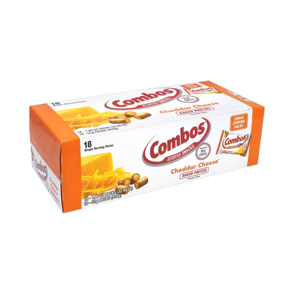 Bocadillos horneados Combos, bolsa de 18 oz, Pretzel de queso cheddar, PK18, 18PK - 551138