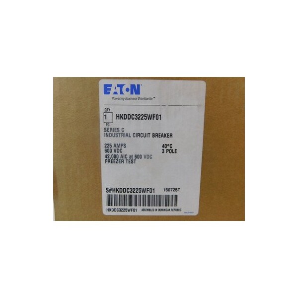 Eaton Molded Case Breakers MCCBs HKDDC 3P 225A 600V 50/60Hz 3Ph K Frame - HKDDC3225WF01