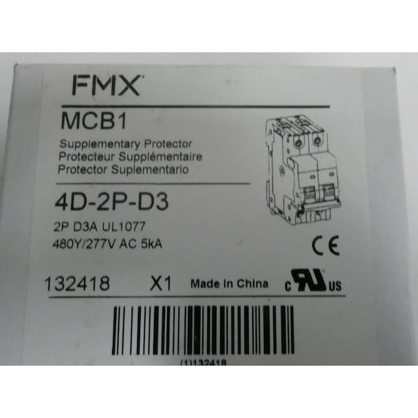 Fmx 2P 3A AMP 480V-AC MINIATURE CIRCUIT BREAKER - MCB1 4D-2P-D3