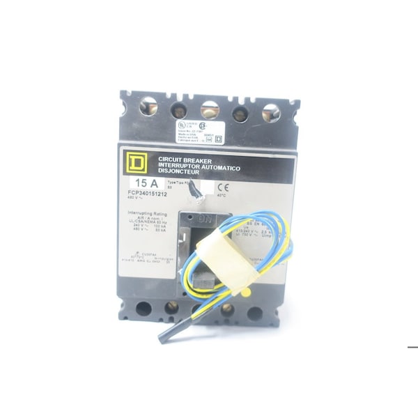 Square D 3P 15A AMP 480V-AC MOLDED CASE CIRCUIT BREAKER - FCP340151212