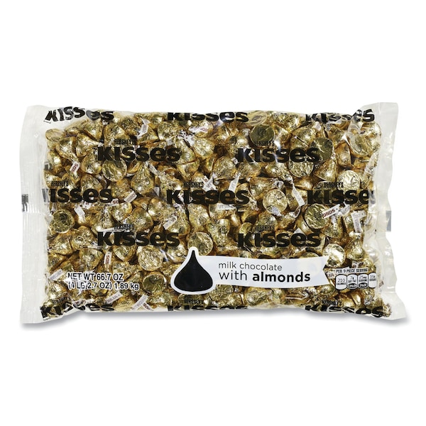 Hersheys KISSES Chocolate con Leche y Almendras, Bolsa de 66.7 oz - 16208