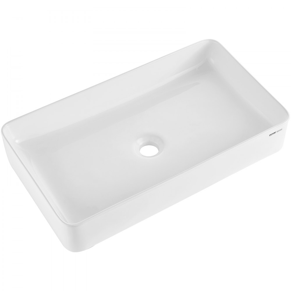 VEVOR Modern Ceramic Vessel Sink 24"x13.8" Bathroom Vanity Bowl Countertop White - TMSCTCJX6135I29E0V0