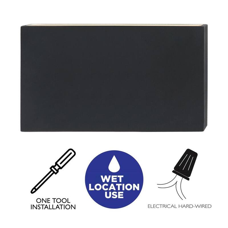 Lámpara de pared exterior de aluminio con dos luces LED en negro, con conexión eléctrica. Paquete de 1 unidad - CA2228-W