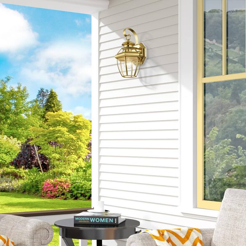 AVIANCE LIGHTING Aston 12.5 pulgadas 1 Luz Linterna de Pared para Exteriores con Cableado Duro en Latón Pulido, sin focos incluidos - HD00421.
