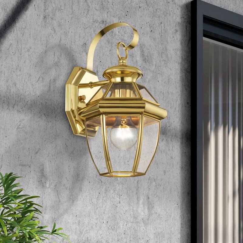 AVIANCE LIGHTING Aston 12.5 pulgadas 1 Luz Linterna de Pared para Exteriores con Cableado Duro en Latón Pulido, sin focos incluidos - HD00421.