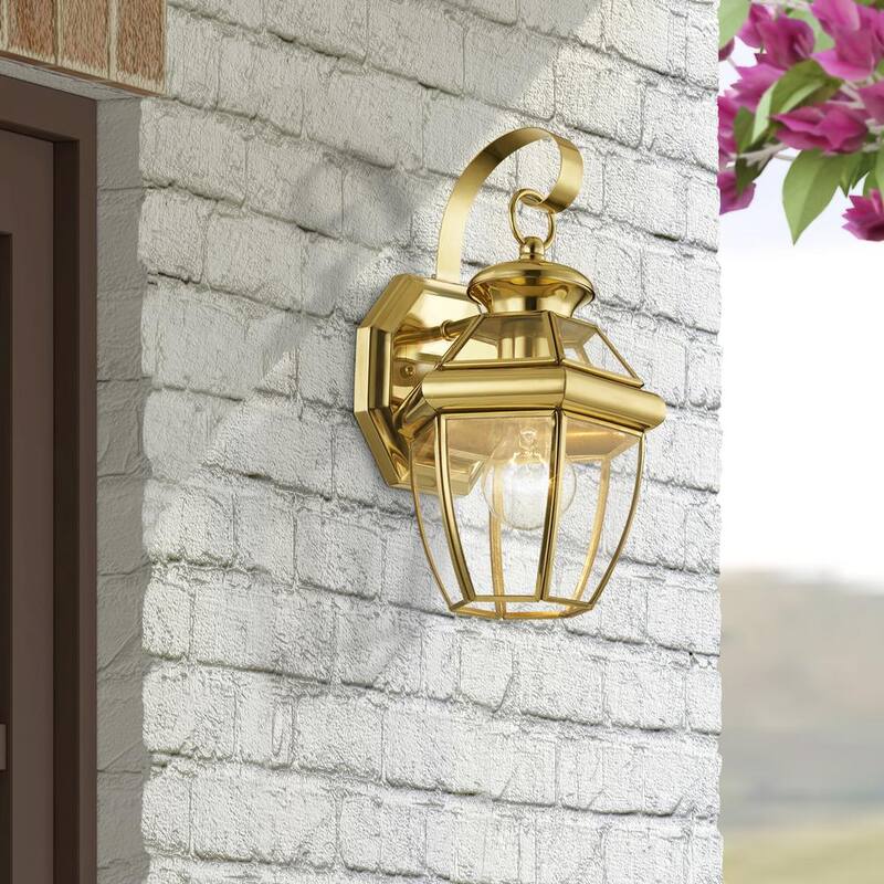 AVIANCE LIGHTING Aston 12.5 pulgadas 1 Luz Linterna de Pared para Exteriores con Cableado Duro en Latón Pulido, sin focos incluidos - HD00421.