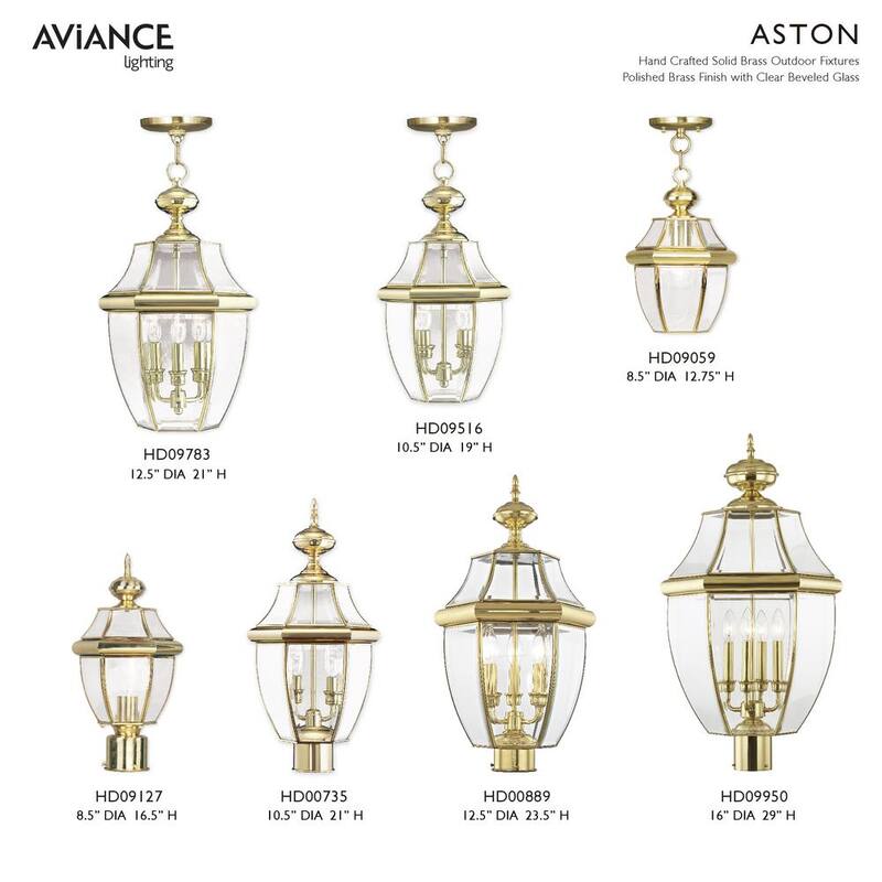 AVIANCE LIGHTING Aston 12.5 pulgadas 1 Luz Linterna de Pared para Exteriores con Cableado Duro en Latón Pulido, sin focos incluidos - HD00421.