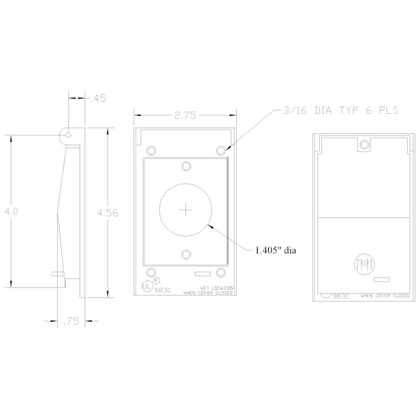 Mulberry Electrical Box Cover, Rectangular, Aluminum, Single Receptacle Cover - 30526
