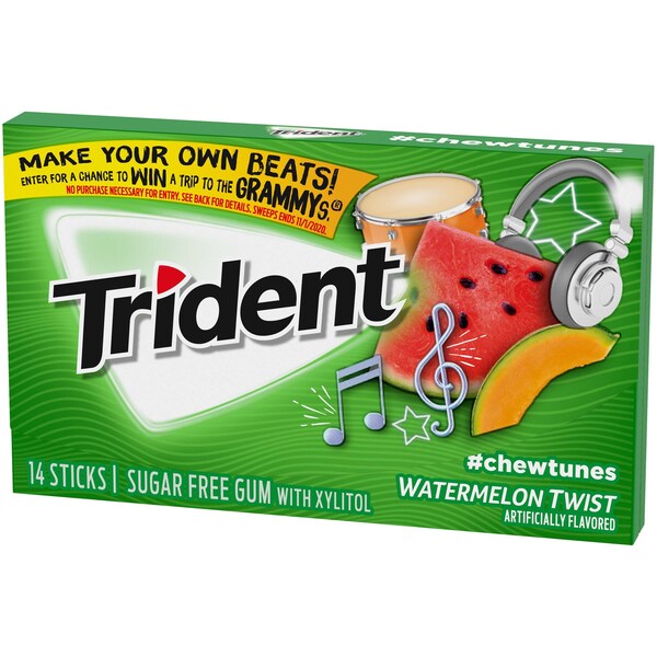 Chicle Trident Sugar Free sabor Sandía Twist de 14 piezas, paquete de 144 - 01112