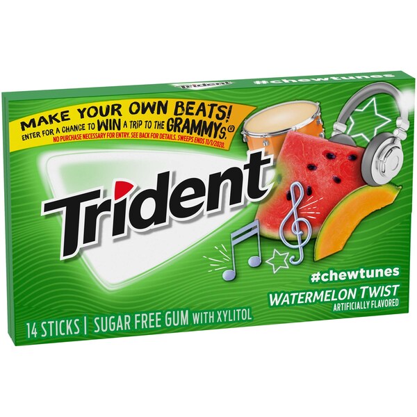 Chicle Trident Sugar Free sabor Sandía Twist de 14 piezas, paquete de 144 - 01112