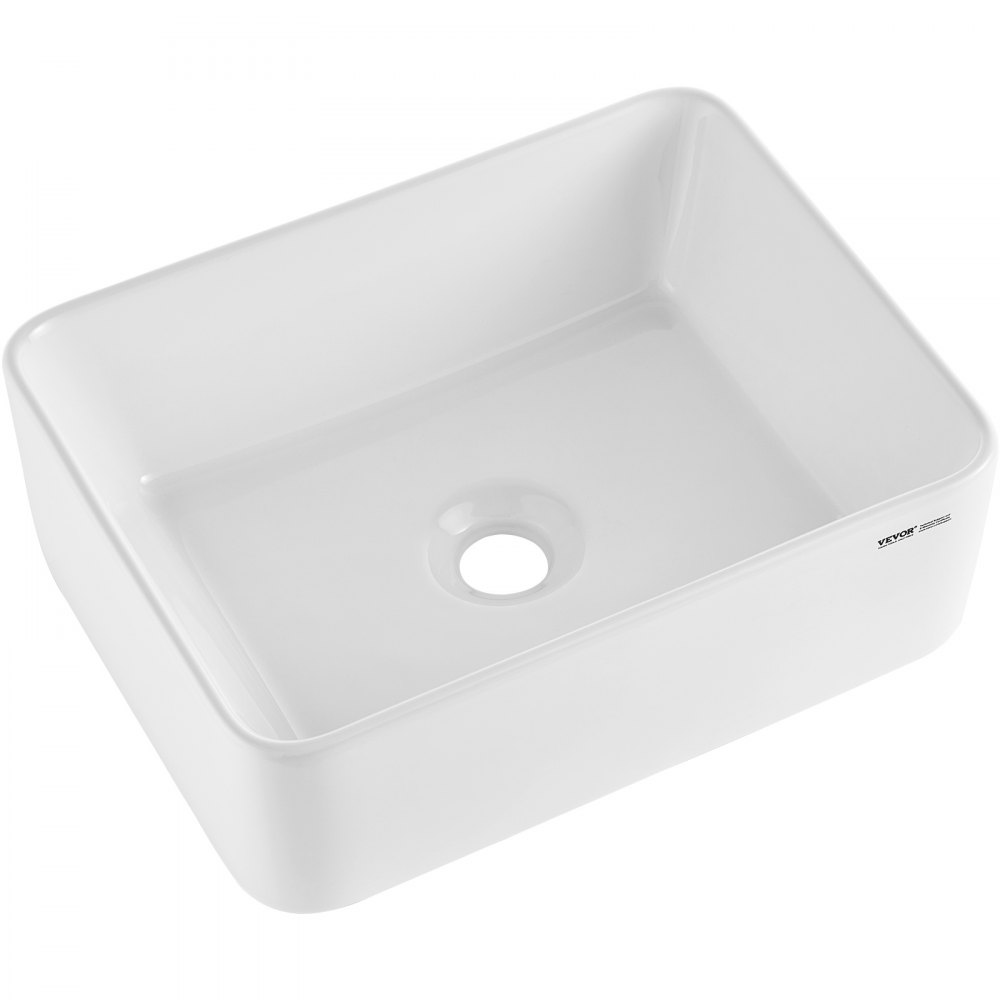 VEVOR Modern Ceramic Vessel Sink 16" x 12" Bathroom Vanity Bowl Countertop White - TMSCTCJX4030IV5P5V0