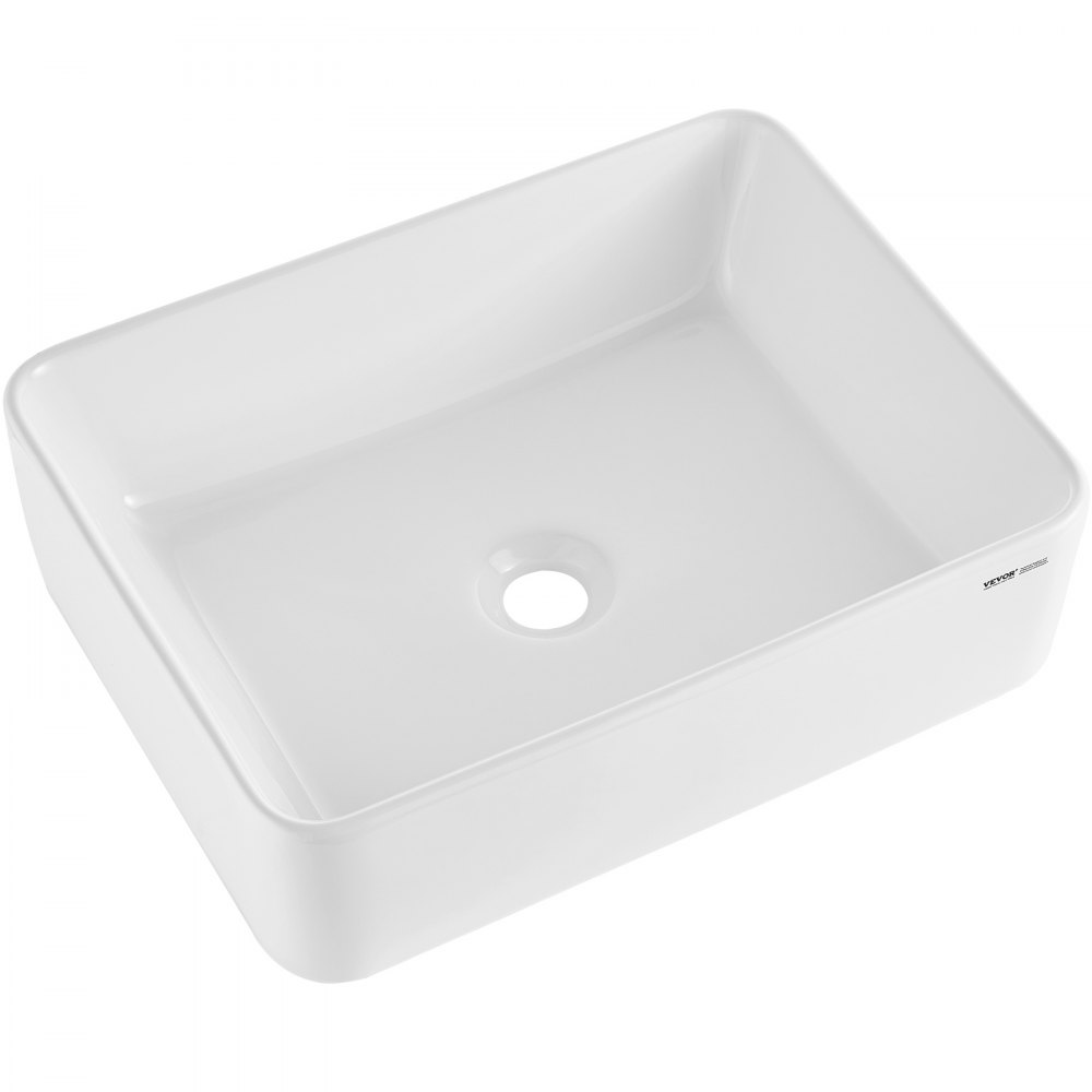VEVOR Modern Ceramic Vessel Sink 19"x14.7" Bathroom Vanity Bowl Countertop White - TMSCTCJX4837PYW3KV0
