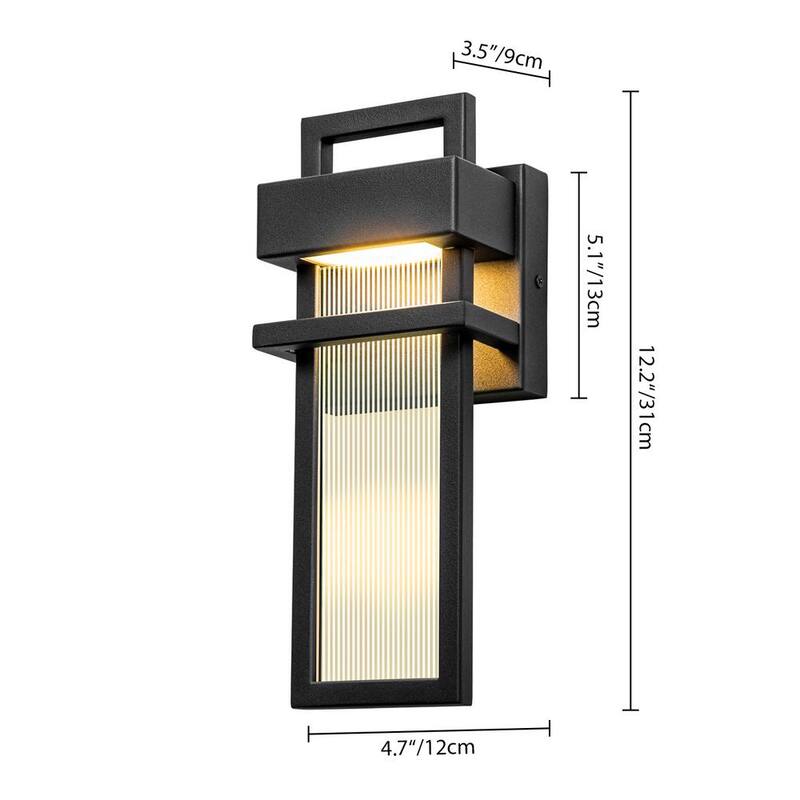 Linterna de pared LED moderna para exteriores en negro mate Kohls RRTYO con pantalla de vidrio a rayas - 81010000042868