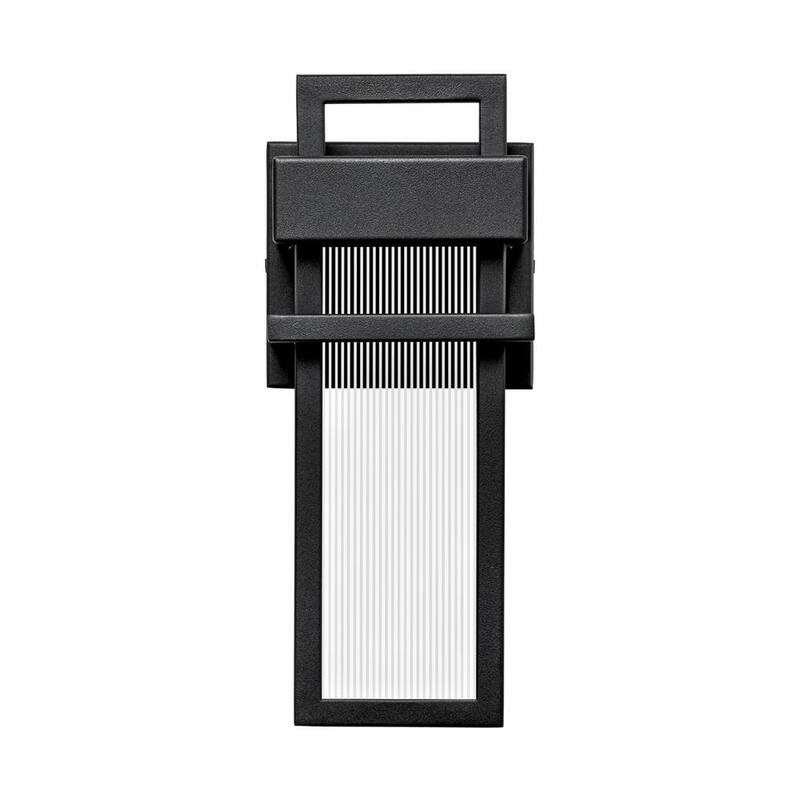 Linterna de pared LED moderna para exteriores en negro mate Kohls RRTYO con pantalla de vidrio a rayas - 81010000042868