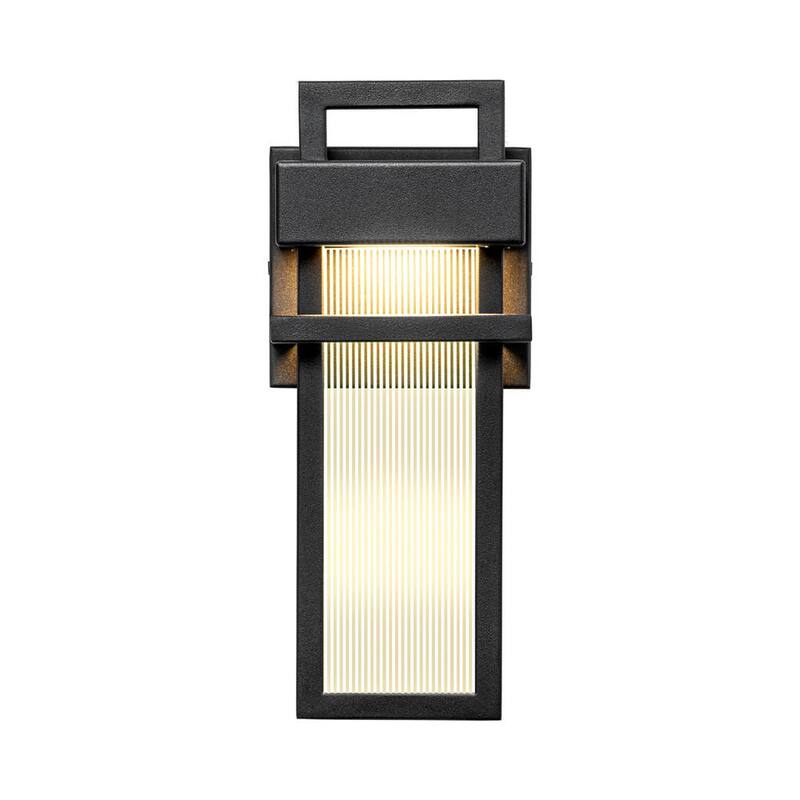 Linterna de pared LED moderna para exteriores en negro mate Kohls RRTYO con pantalla de vidrio a rayas - 81010000042868