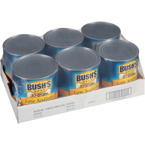 Los Mejores Frijoles Pintos de Bajo Contenido de Sodio de Bush's Best en Lata #10, PK6 - 01819