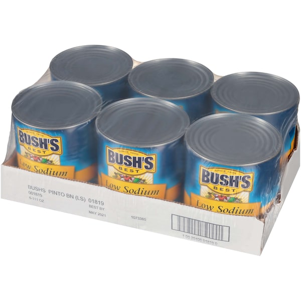 Los Mejores Frijoles Pintos de Bajo Contenido de Sodio de Bush's Best en Lata #10, PK6 - 01819