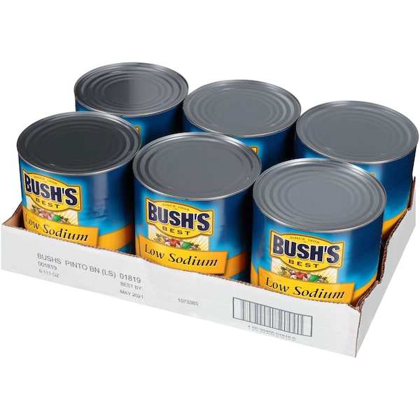 Los Mejores Frijoles Pintos de Bajo Contenido de Sodio de Bush's Best en Lata #10, PK6 - 01819